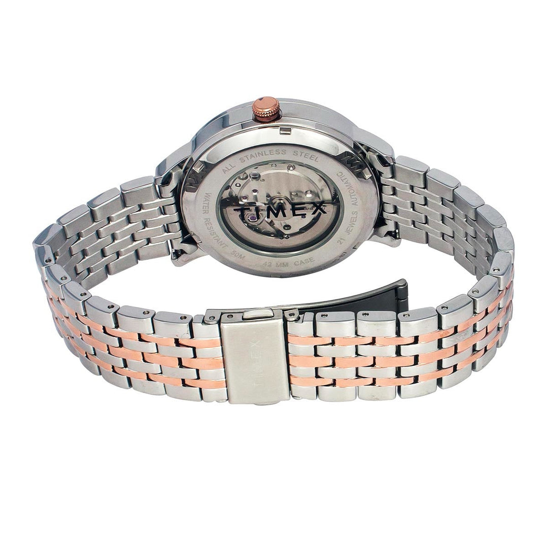 Timex Trend Men Automatic Silver Round Stainless Steel Dial Watch - TWEG23503
