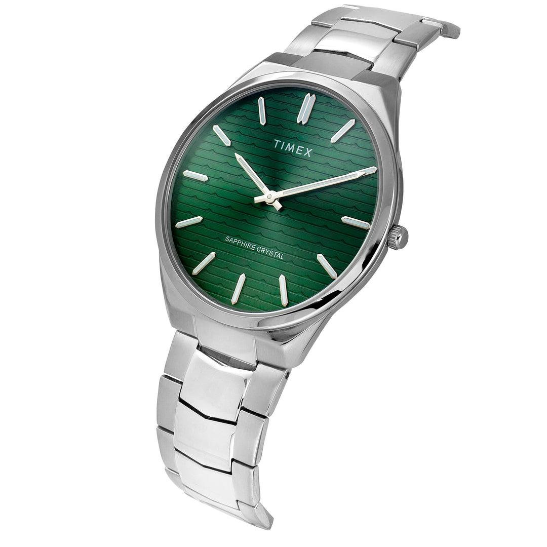 Timex Green Textured Dial Stainless Steel Bracelet Men's Watch - TWEG25800