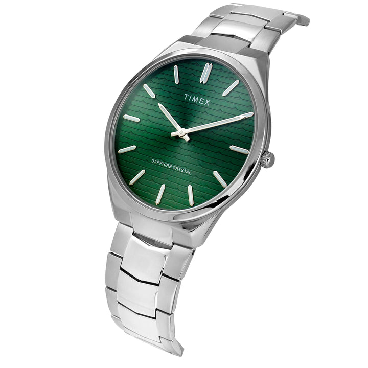 Timex Green Textured Dial Stainless Steel Bracelet Men's Watch - TWEG25800