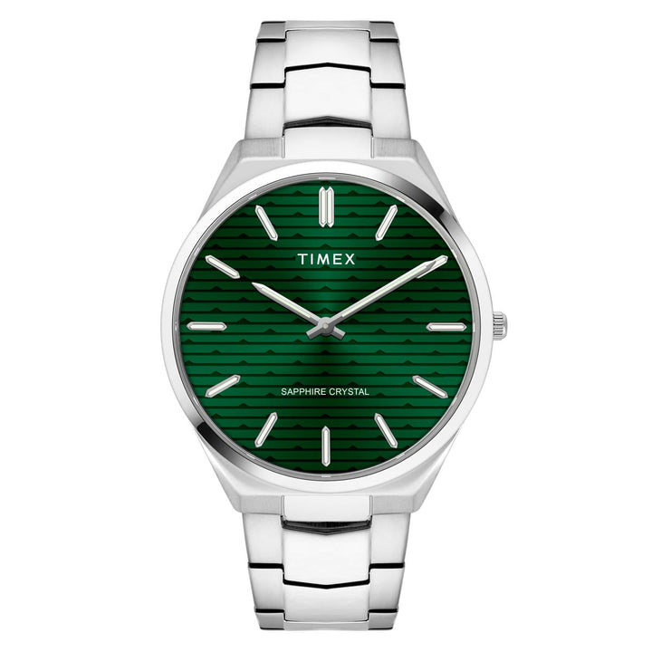 Timex Green Textured Dial Stainless Steel Bracelet Men's Watch - TWEG25800