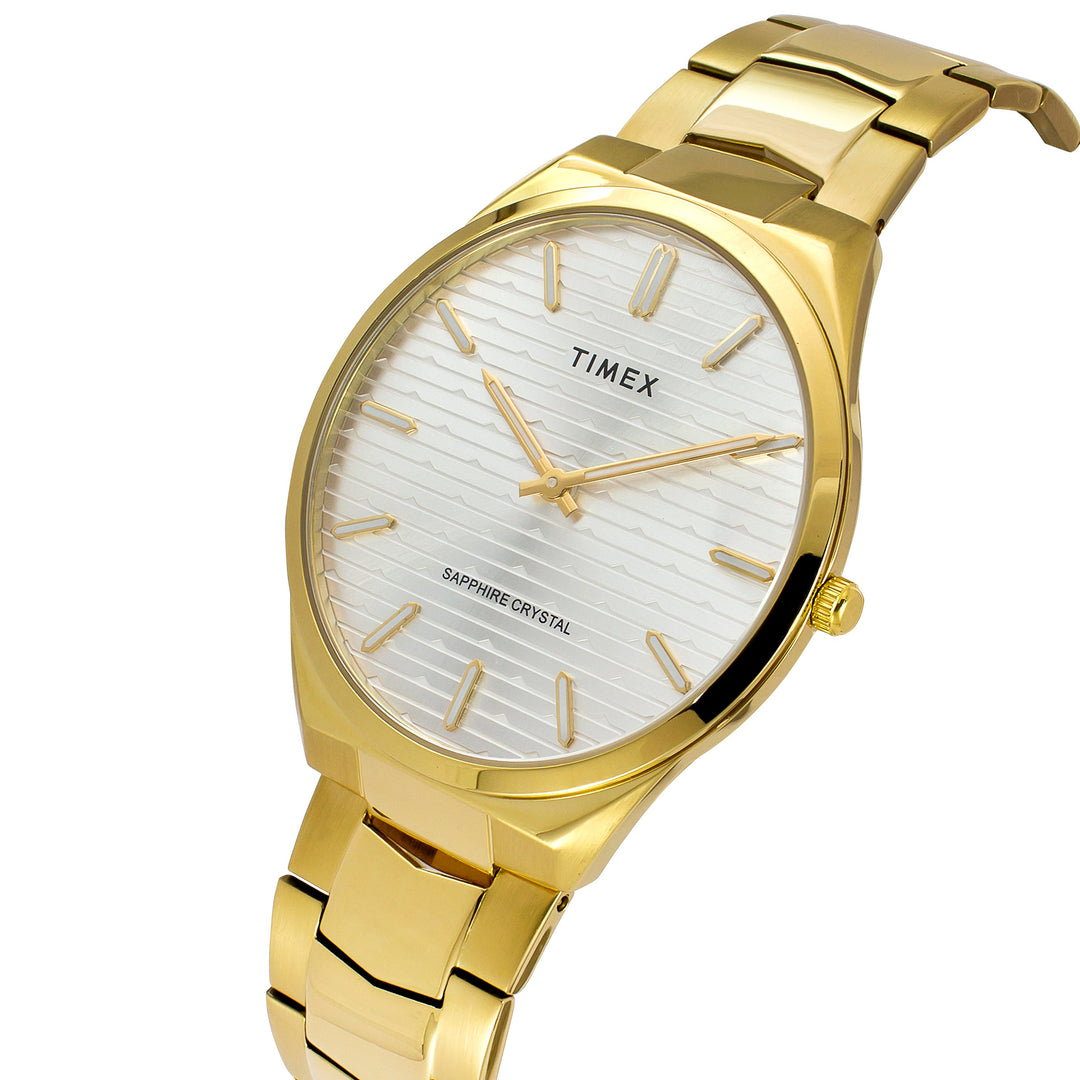 Timex Silver Textured Dial Stainless Steel Bracelet Men's Watch - TWEG25801