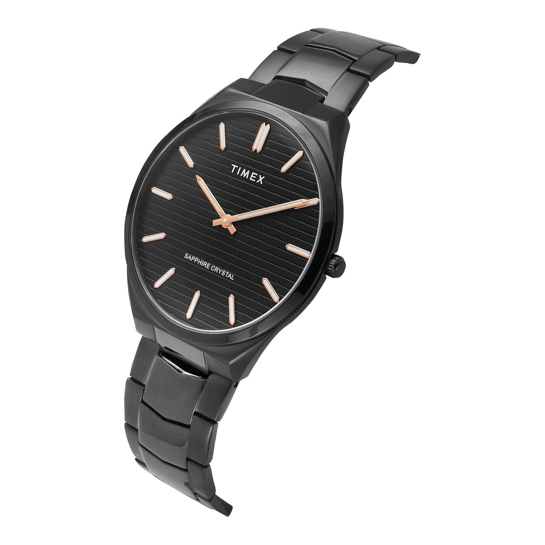 Timex Black Textured Dial Stainless Steel Bracelet Men's Watch - TWEG25803