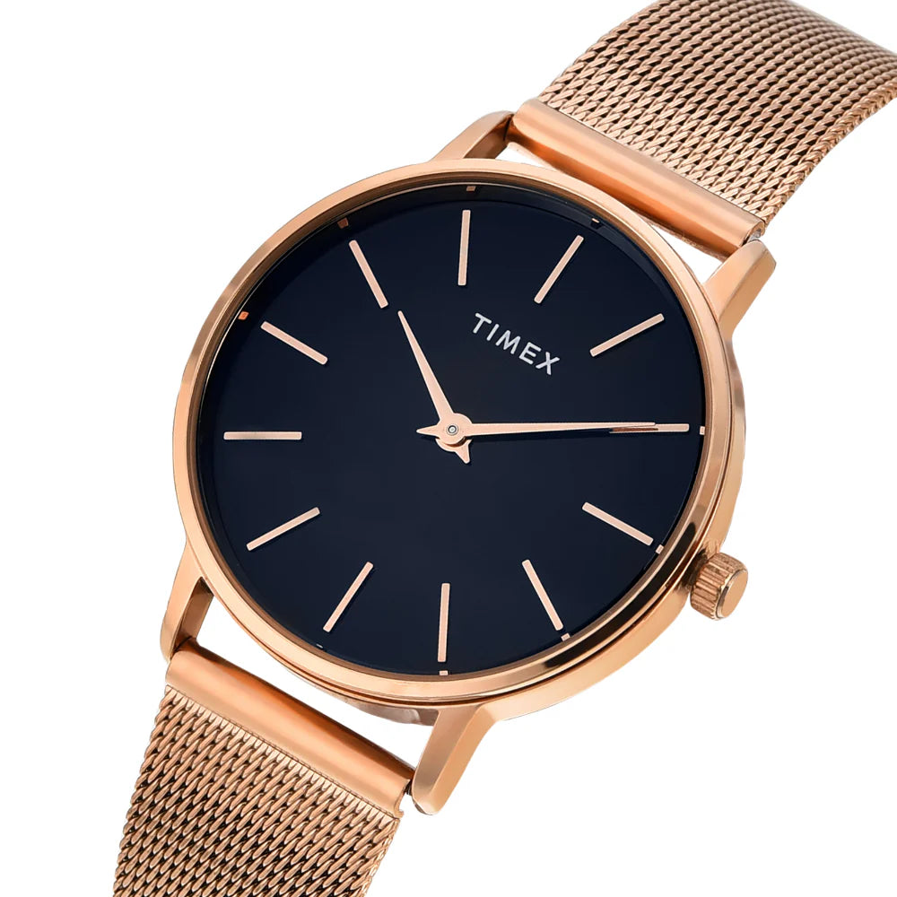 Timex Women Blue Round Analog Dial Watch- TWEL15610