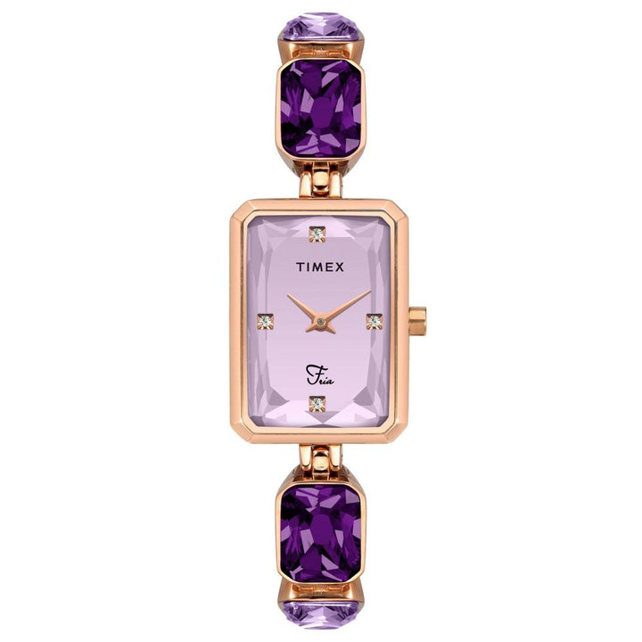 TIMEX FRIA WOMEN'S PURPLE DIAL ROUND CASE 2 HANDS FUNCTION WATCH TWEL16901