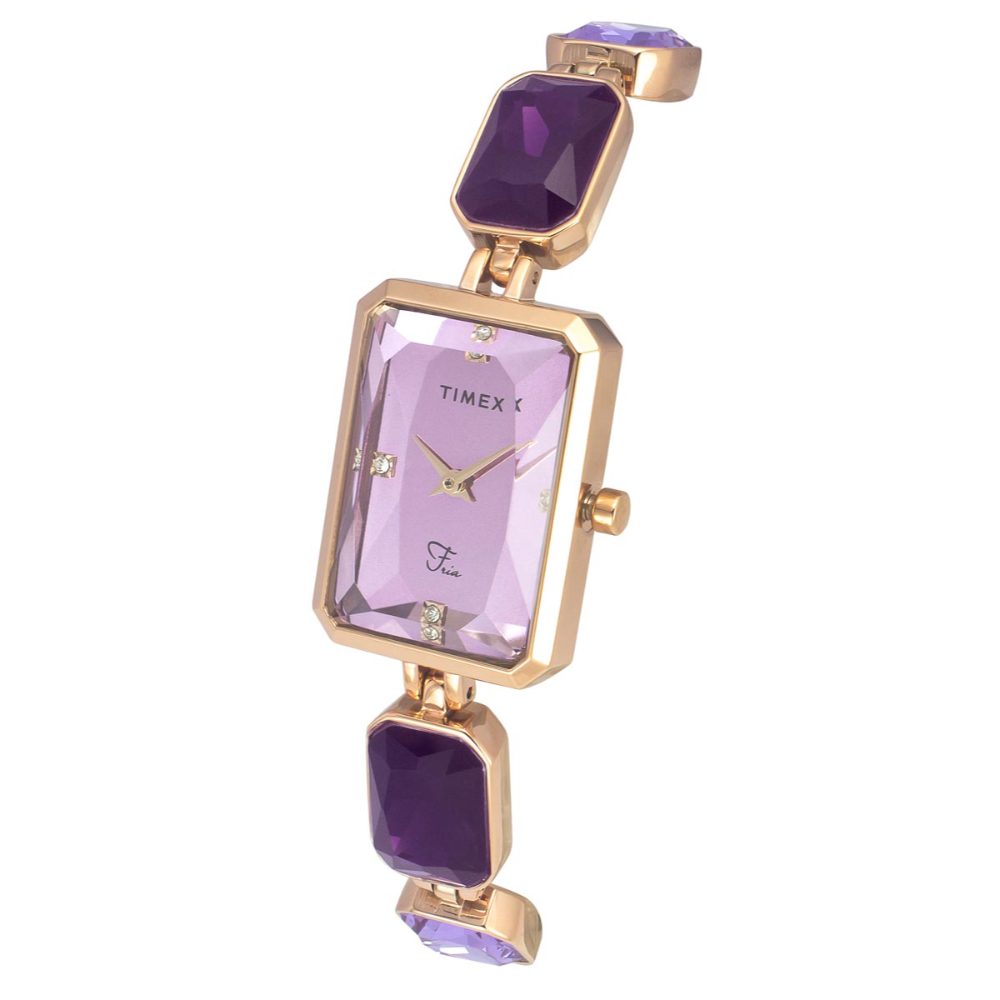 TIMEX FRIA WOMEN'S PURPLE DIAL ROUND CASE 2 HANDS FUNCTION WATCH TWEL16901