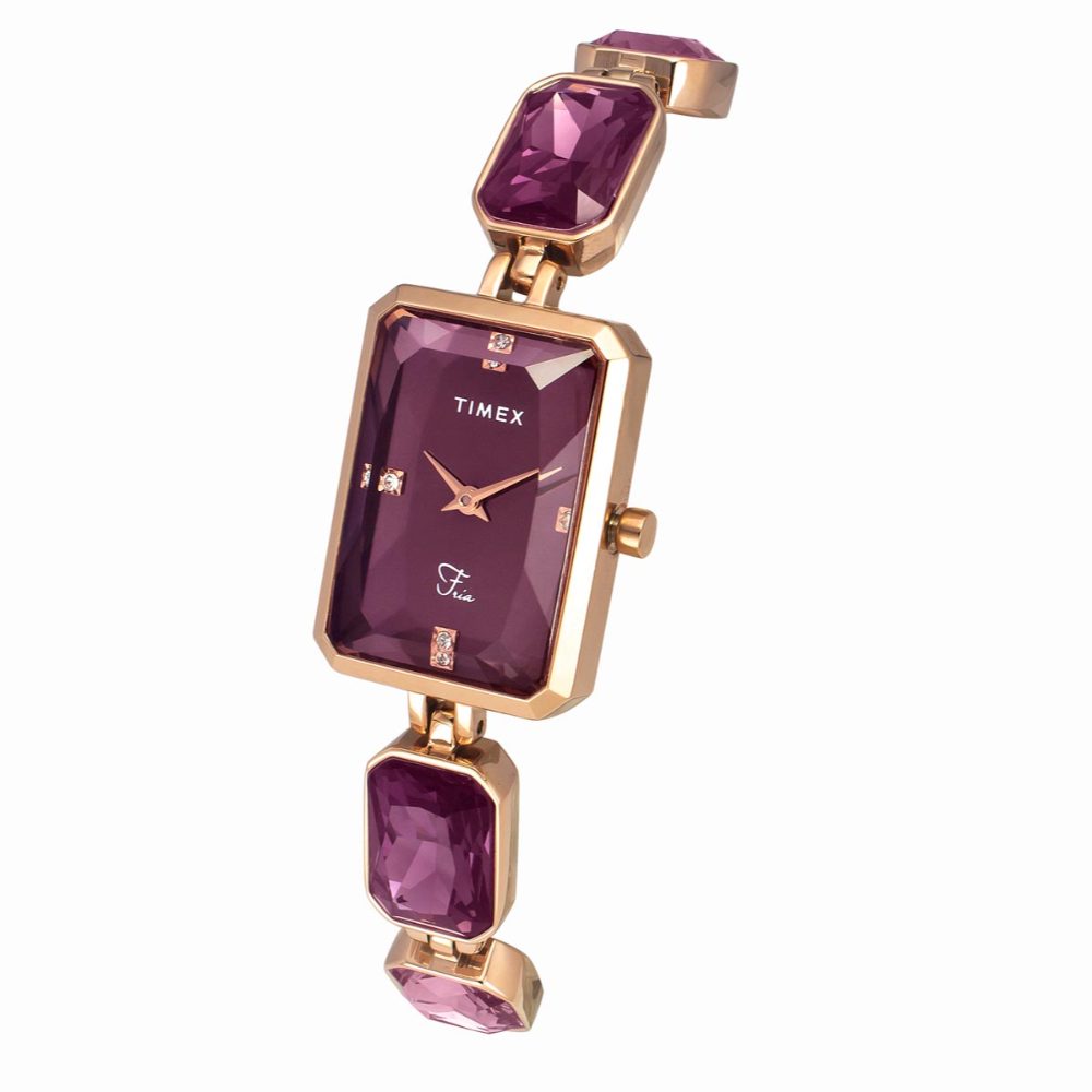 TIMEX FRIA WOMEN'S MAROON DIAL ROUND CASE 2 HANDS FUNCTION WATCH TWEL16903