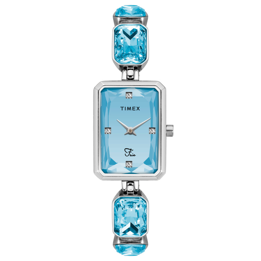 Timex Women Blue Rectangular Analog Dial Watch- TWEL16904