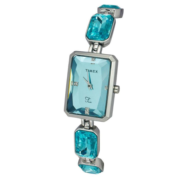 Timex Women Blue Rectangular Analog Dial Watch- TWEL16904