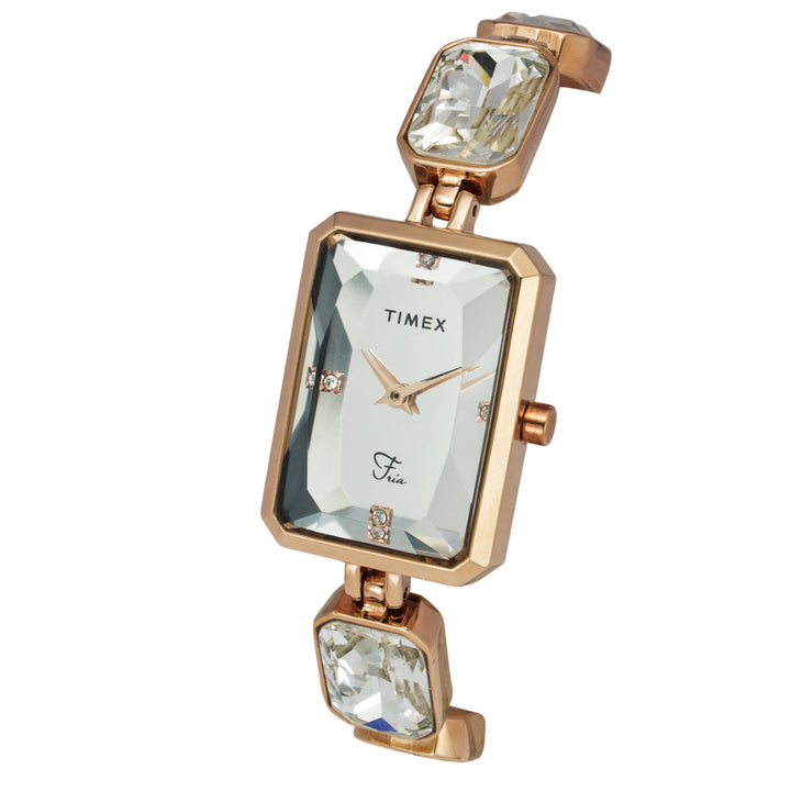 Timex Women Silver Rectangular Analog Dial Watch- TWEL16905