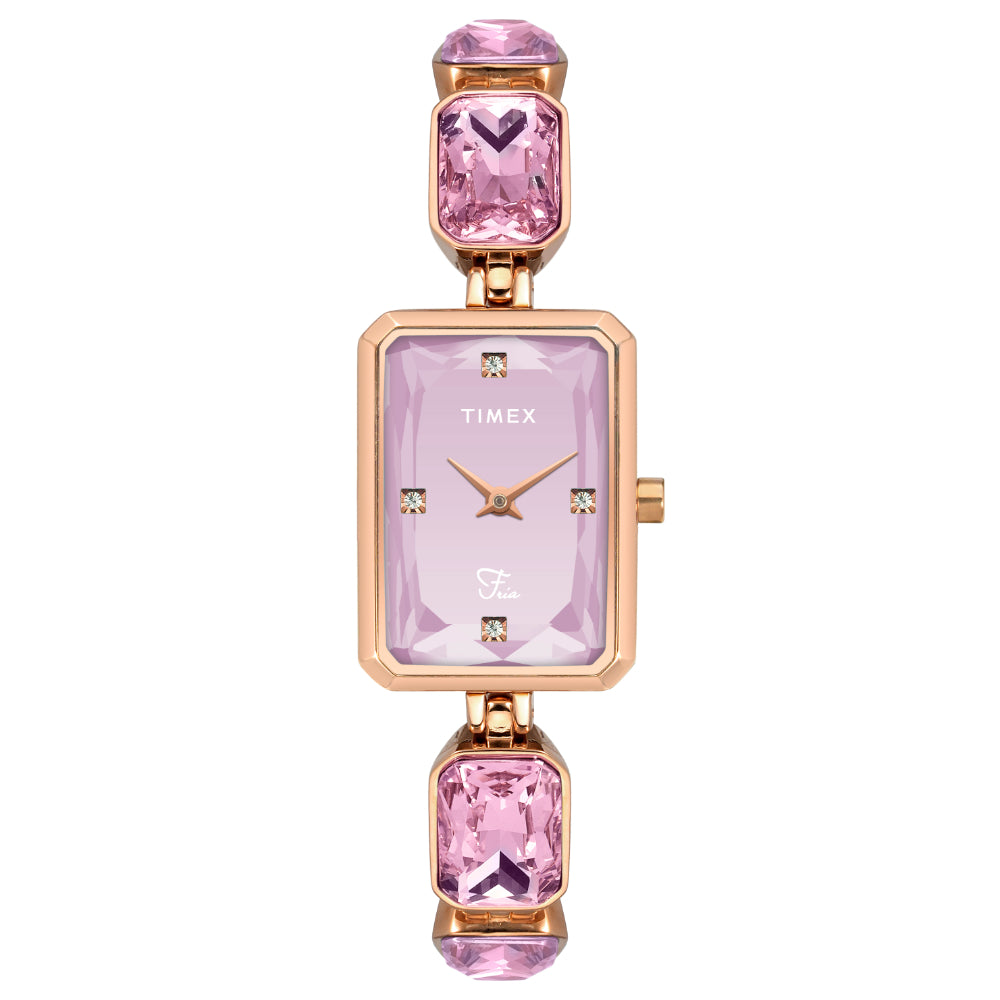 Timex Women Pink Rectangular Analog Dial Watch- TWEL16906