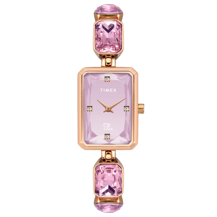 Timex Women Pink Rectangular Analog Dial Watch- TWEL16906