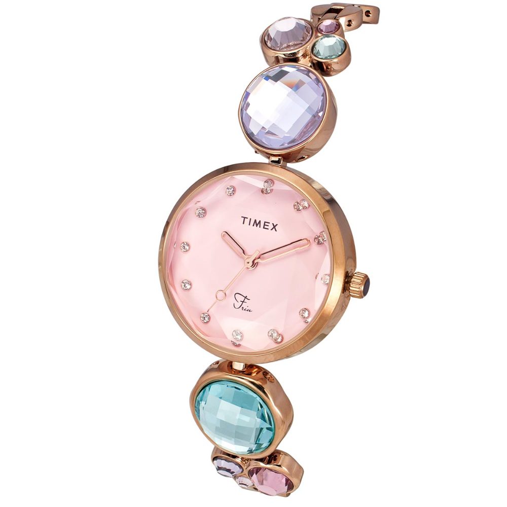 TIMEX FRIA WOMEN'S PINK DIAL ROUND CASE 3 HANDS FUNCTION WATCH TWEL17001