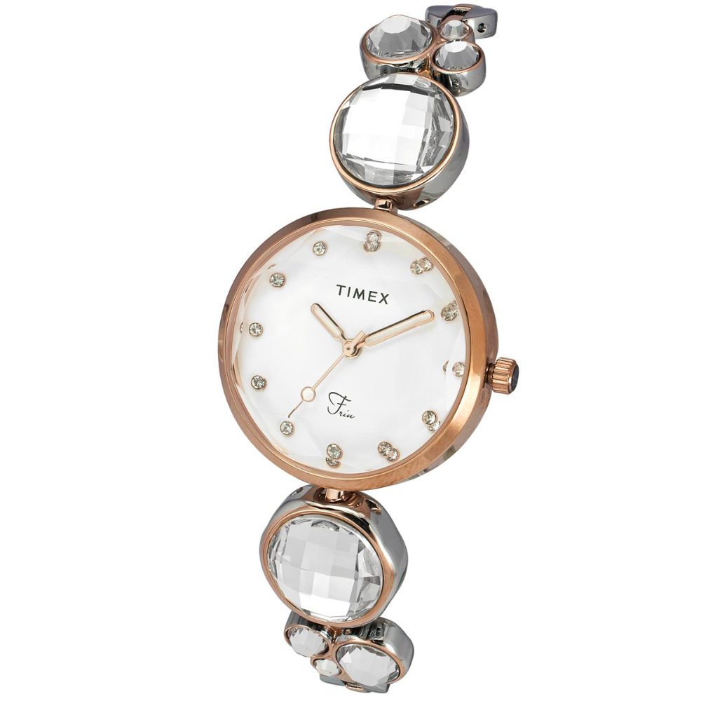 TIMEX FRIA WOMEN'S SILVER DIAL ROUND CASE 3 HANDS FUNCTION WATCH TWEL17002