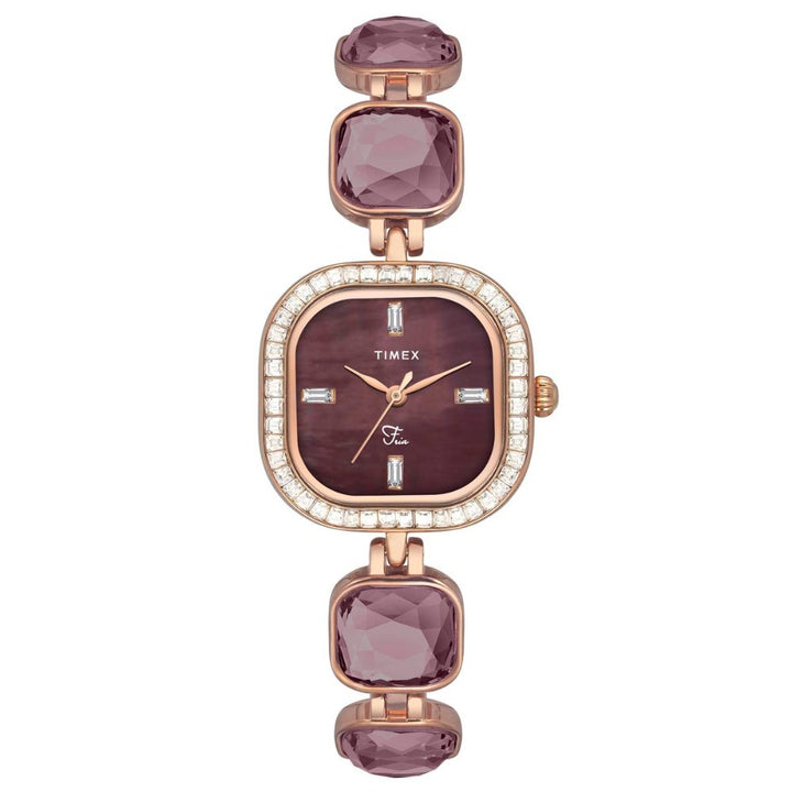 TIMEX FRIA WOMEN'S BROWN DIAL ROUND CASE 3 HANDS FUNCTION WATCH TWEL17102