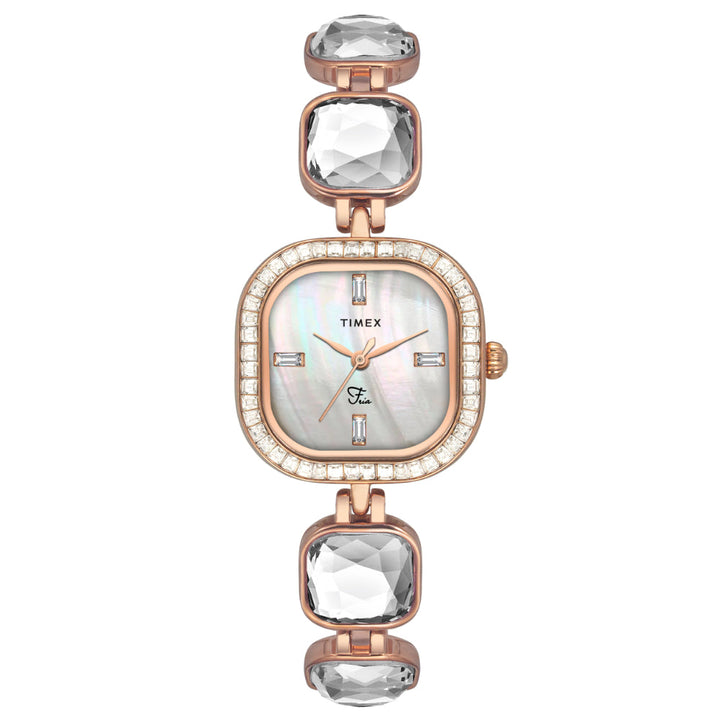 Timex Women Mother Of Pearl Cushion Analog Dial Watch- TWEL17105