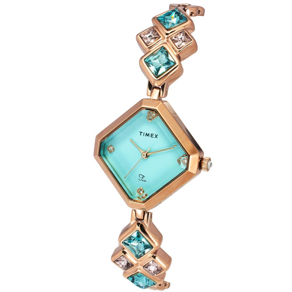 TIMEX FRIA WOMEN'S SEA BLUE DIAL ROUND CASE 3 HANDS FUNCTION WATCH TWEL17202