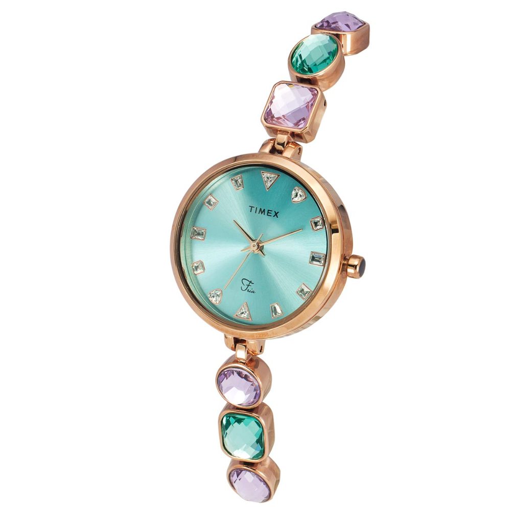 TIMEX FRIA WOMEN'S GREEN DIAL ROUND CASE 3 HANDS FUNCTION WATCH TWEL17300