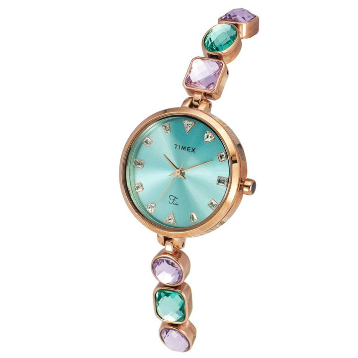 TIMEX FRIA WOMEN'S GREEN DIAL ROUND CASE 3 HANDS FUNCTION WATCH TWEL17300