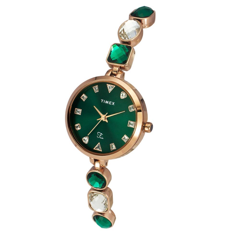 TIMEX FRIA WOMEN'S GREEN DIAL ROUND CASE 3 HANDS FUNCTION WATCH TWEL17301