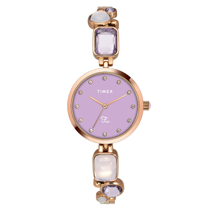 Timex Women Purple Round Analog Dial Watch- TWEL17803