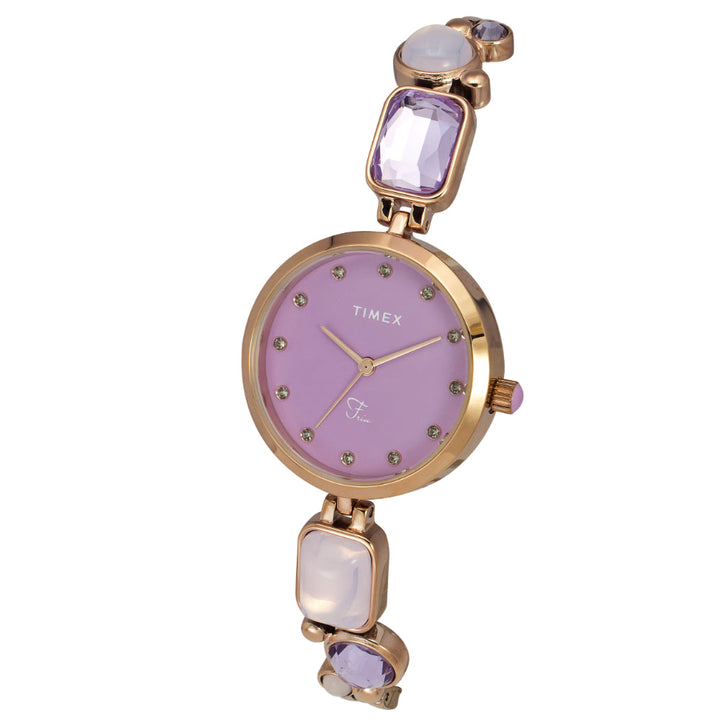 Timex Women Purple Round Analog Dial Watch- TWEL17803