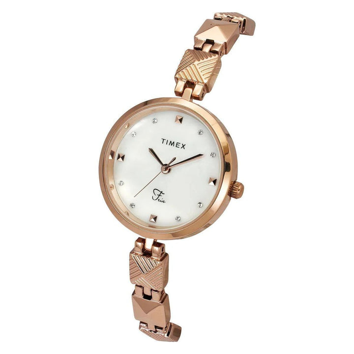 TIMEX Fria Women Mother of Pearl White Round Dial Analog Watch - TWEL18309