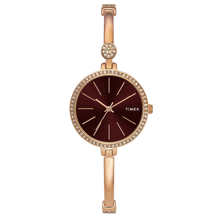 Timex Fria Women Brown Dial Round Analog Brass Dial Watch- TWEL18403