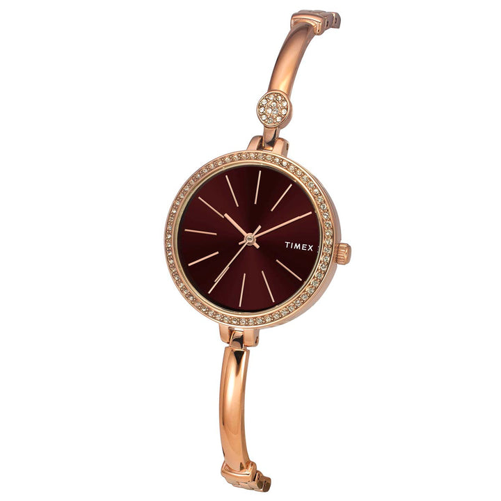 Timex Fria Women Brown Dial Round Analog Brass Dial Watch- TWEL18403