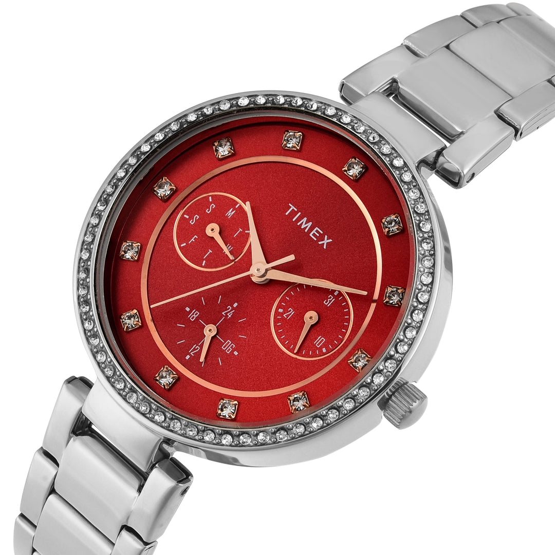 Timex Cosmic Stars Minimal Deep Red Dial Women's Watch TWEL18704