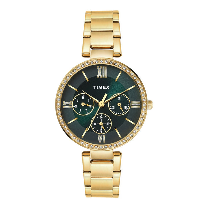Timex Glitterati Green Dial with Roman Numbers Women's Astrological Watch - TWEL18708