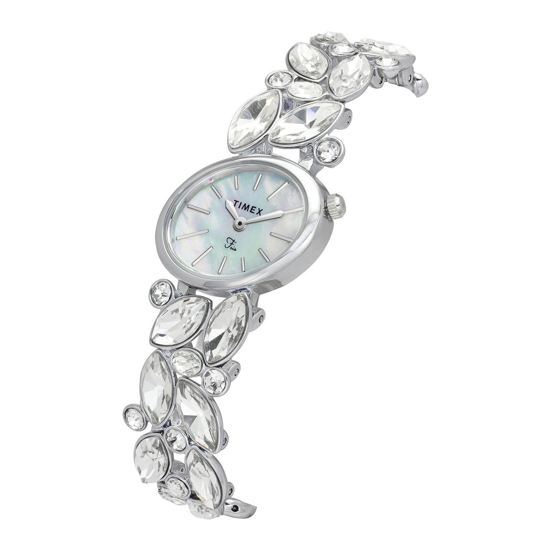 TIMEX Fria Mother Of Pearl White Oval Dial Analog Women's Watch - TWEL20900