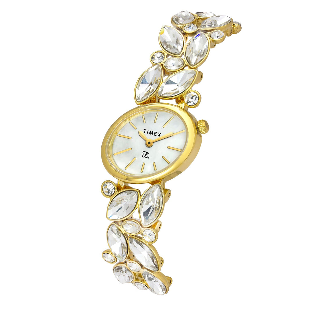 TIMEX Fria Mother Of Pearl White Oval Dial Analog Women's Watch - TWEL20901