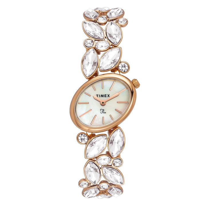 TIMEX Fria Mother Of Pearl White Oval Dial Analog Women's Watch - TWEL20902