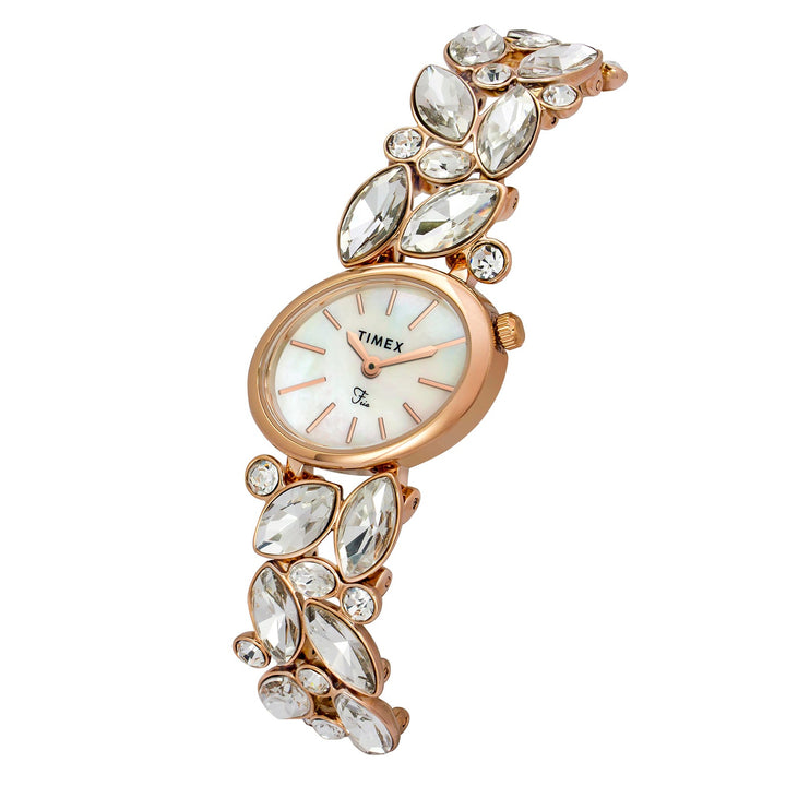 TIMEX Fria Mother Of Pearl White Oval Dial Analog Women's Watch - TWEL20902