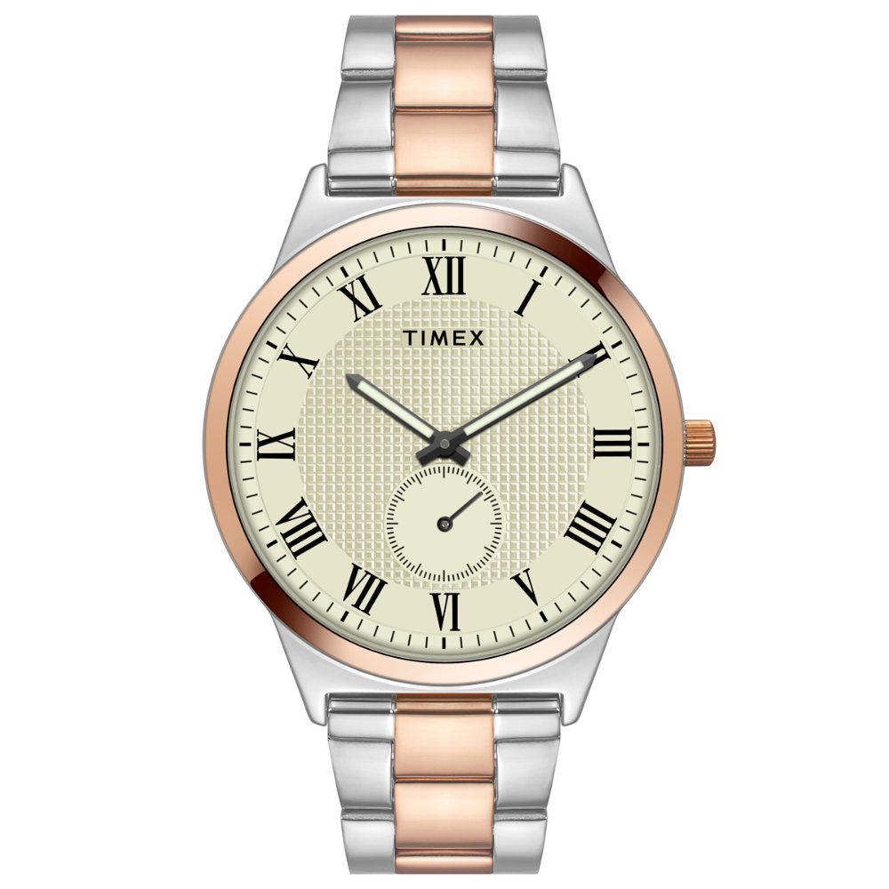 Timex Men Beige Round Analog Brass Dial Watch- TWTG10008 – The Watch ...