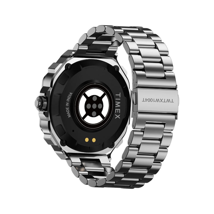 TIMEX Smart Nova 1.43"(3.6cm) AMOLED Display With Functional Crown, Stainless Steel Bracelet And BT Calling Smartwatch For Unisex - TWTXW1004T