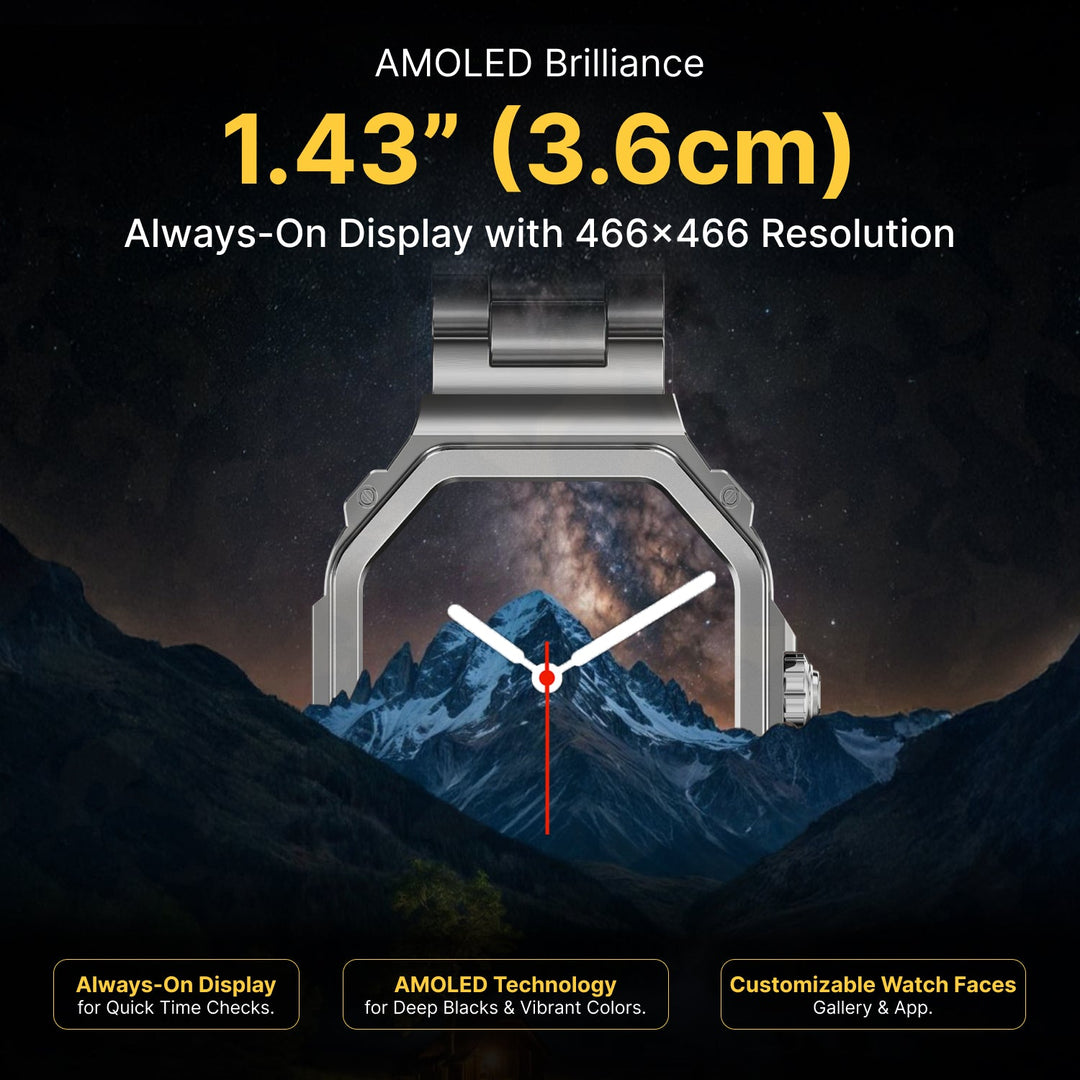 TIMEX Smart Nova 1.43"(3.6cm) AMOLED Display With Functional Crown, Stainless Steel Bracelet And BT Calling Smartwatch For Unisex - TWTXW1004T