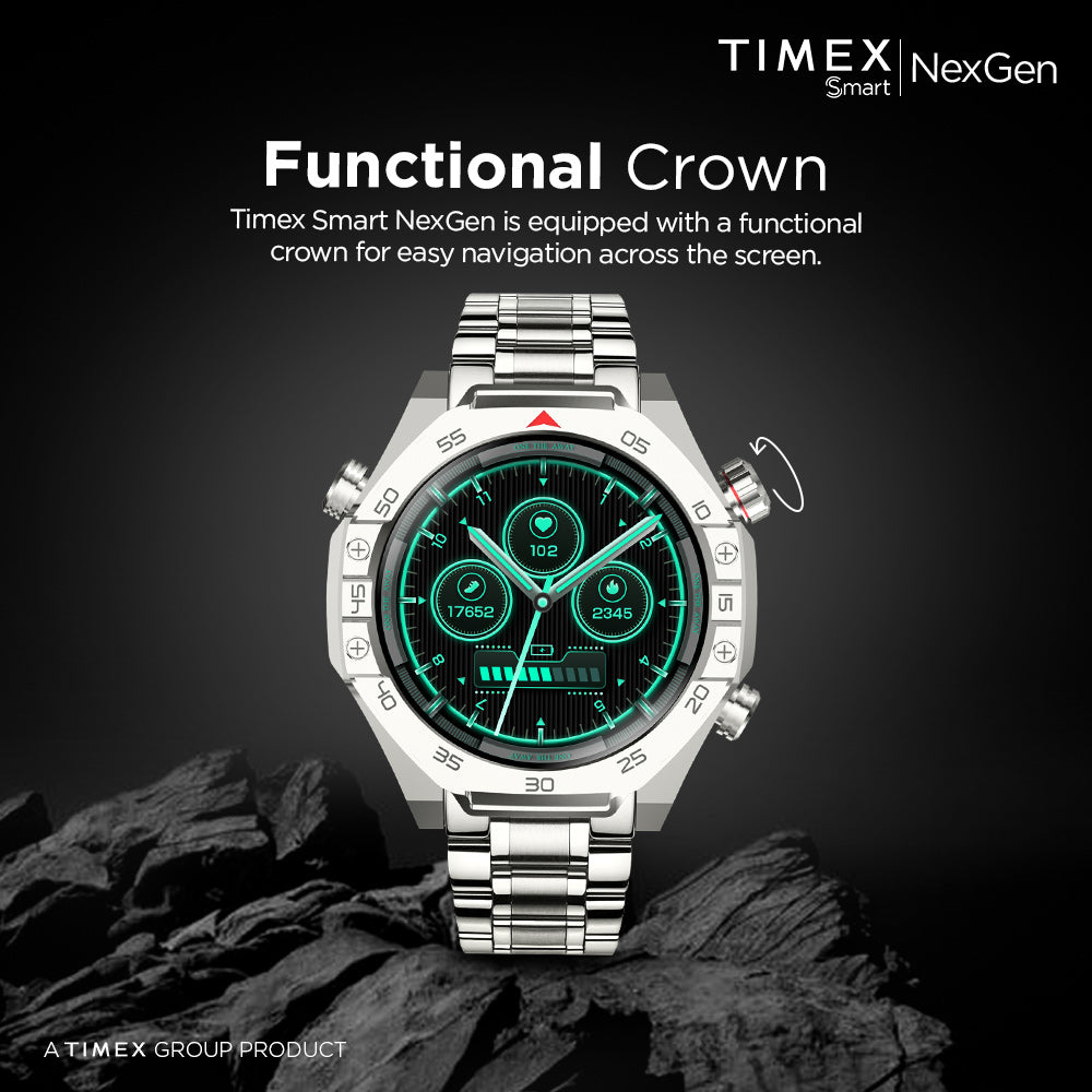 Timex Smart NexGen 1.43"(3.6cm) Display With Functional Crown And BT Calling Smartwatch For Unisex - TWTXW701T