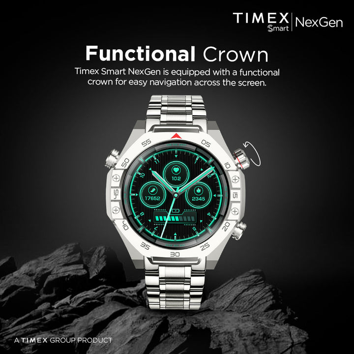 Timex Smart NexGen 1.43"(3.6cm) Display With Functional Crown And BT Calling Smartwatch For Unisex - TWTXW701T