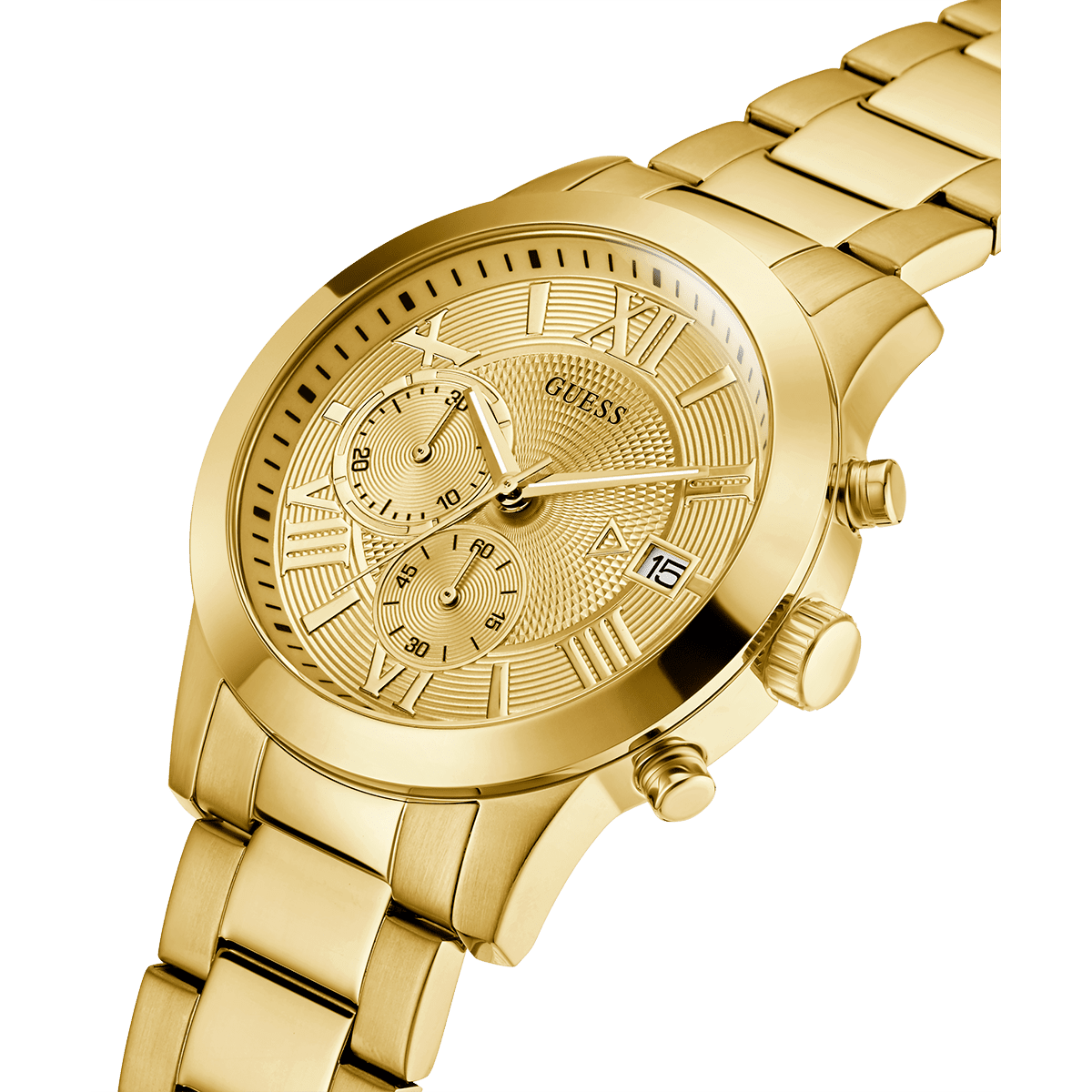 Guess men's sales gold tone watch