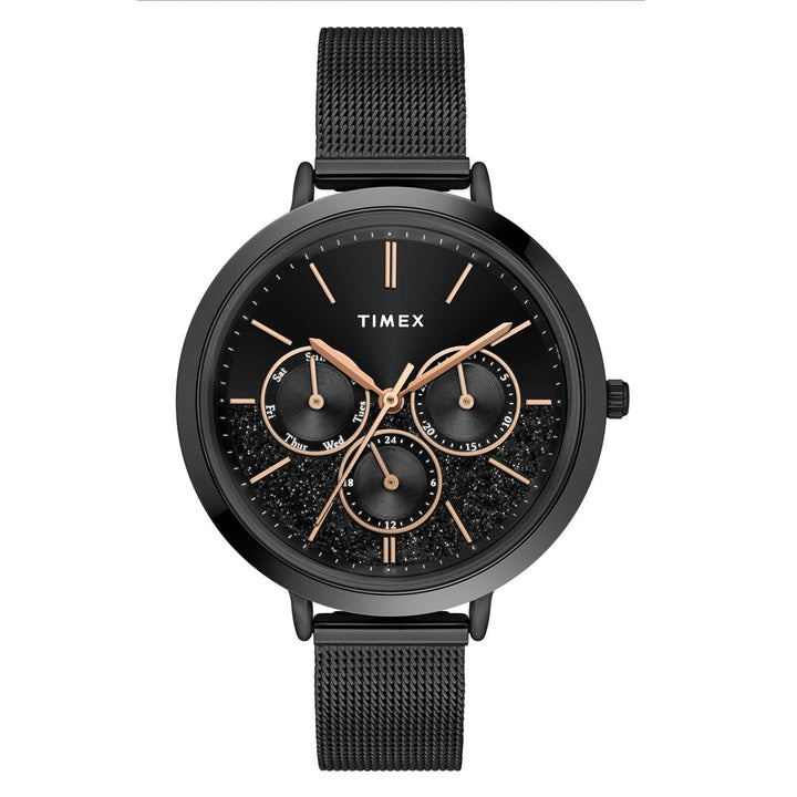 Timex Fashion Women's Black Dial Round Case Multifunction Function Watch -TWEL14501