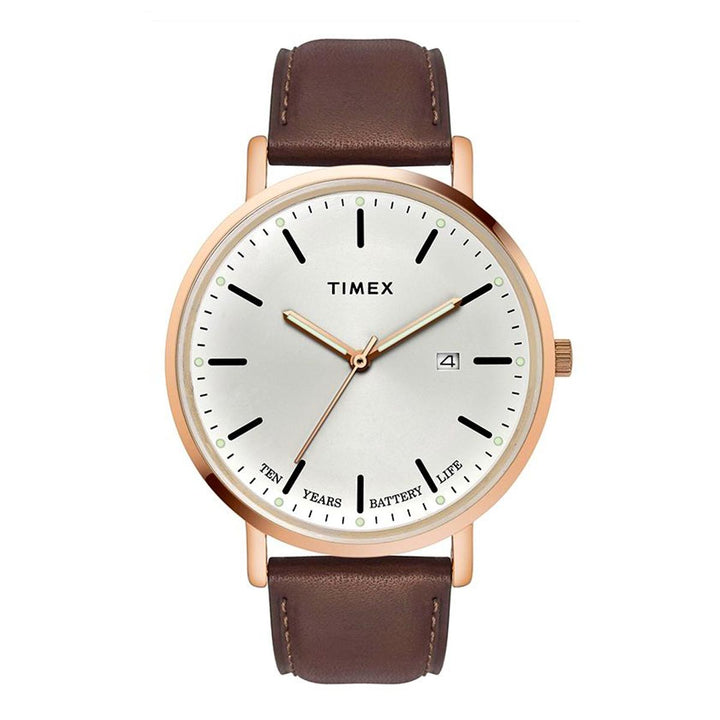 Timex Empera Men's Silver Dial Round Case 10 Year Battery Life + Date Function Watch -TWEG17703