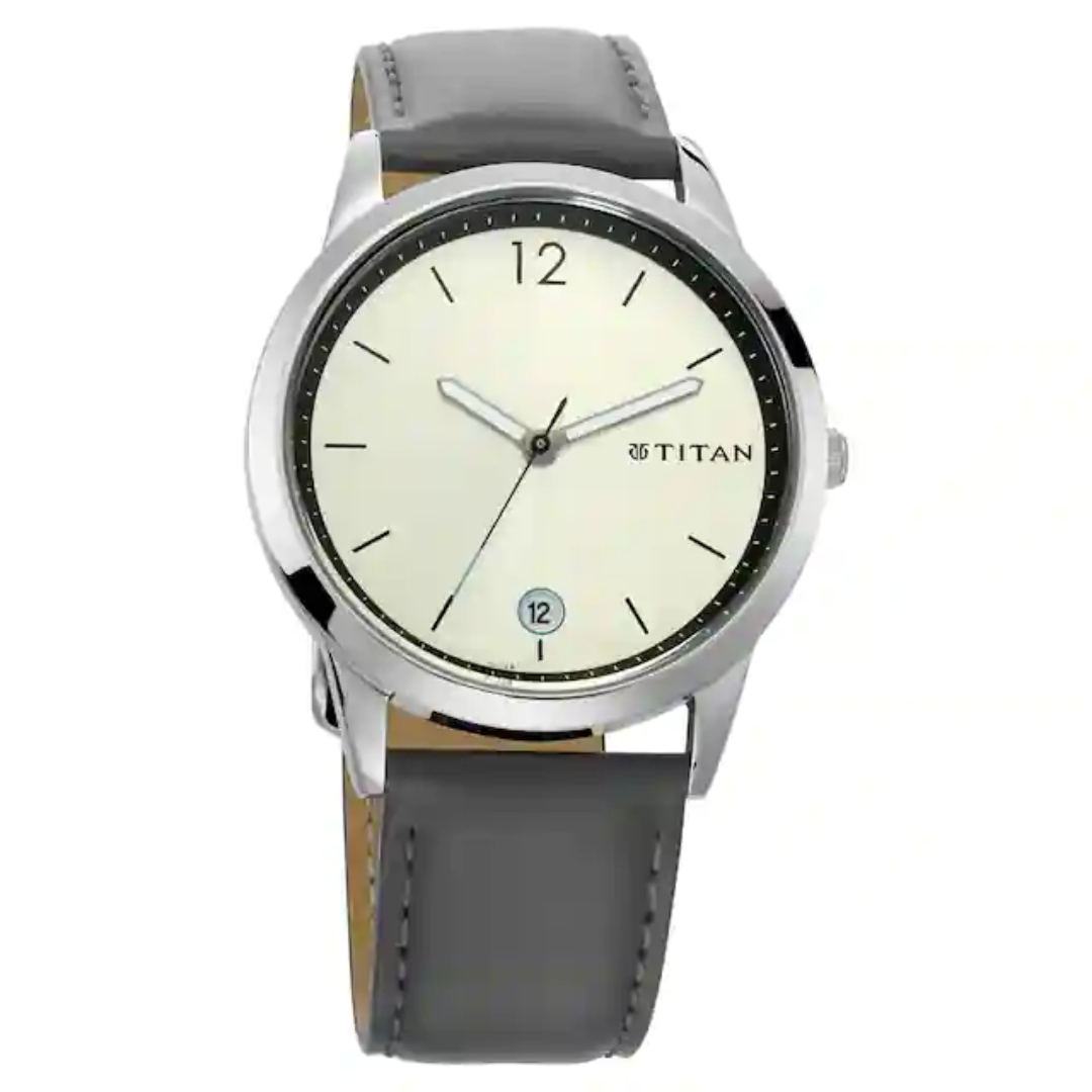 Titan Workwear Watch with Silver Dial & Leather Strap 1806SL03 – The ...