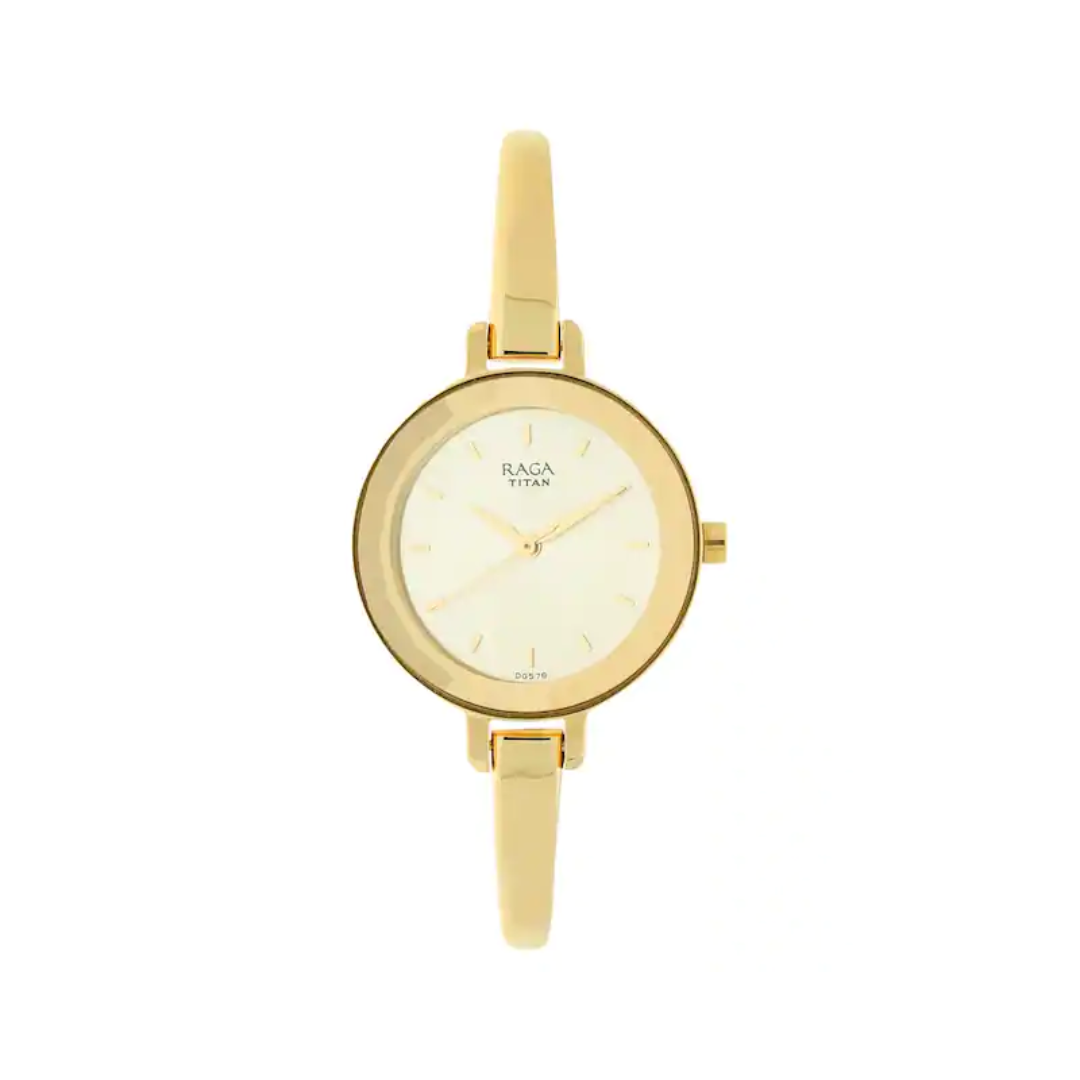 TITAN Raga Viva Champagne Dial Metal Strap Watch 2575YM01(DG578)
