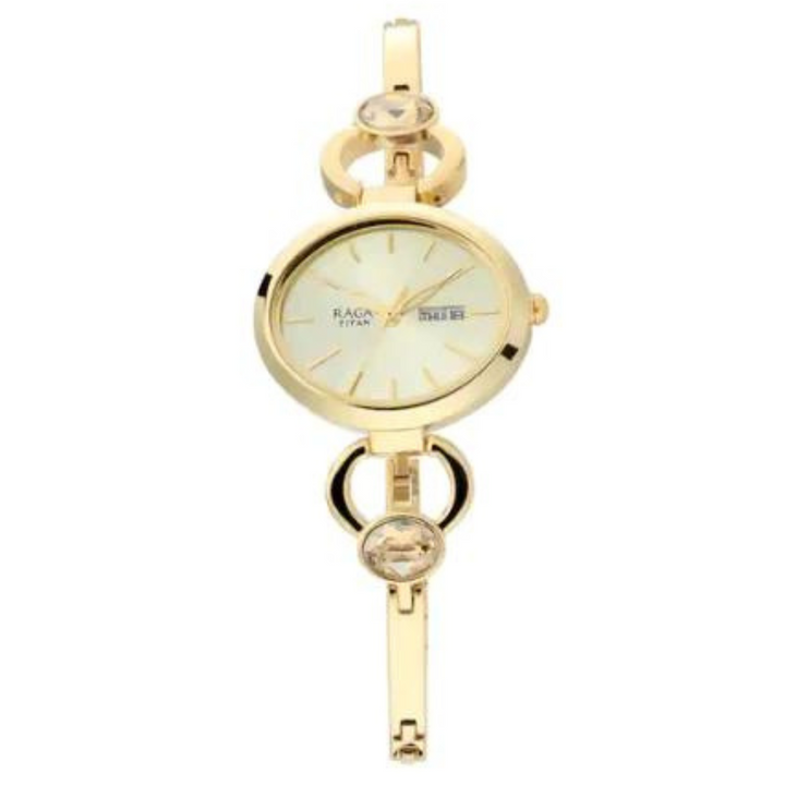 Titan Raga Viva Champagne Dial Metal Strap Watch NP2621YM01