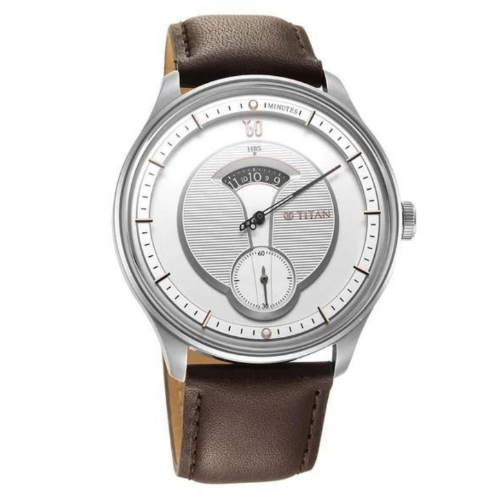 TITAN Quartet Silver Dial Leather Strap Watch 1890SL01 / NS1890SL01