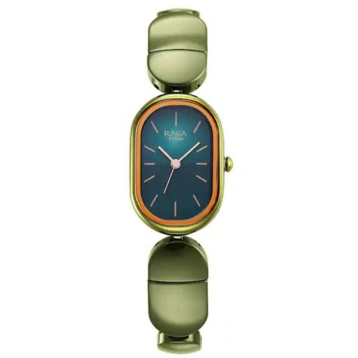 Titan Raga Ceramics Green Dial Ceramic Strap Watch for Women 95147KD02  /NS95147KD02