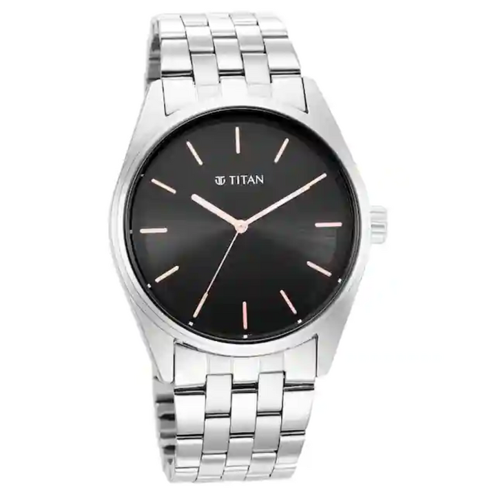 Titan Workwear Black Dial Stainless Steel Strap Watch NS1866SM01