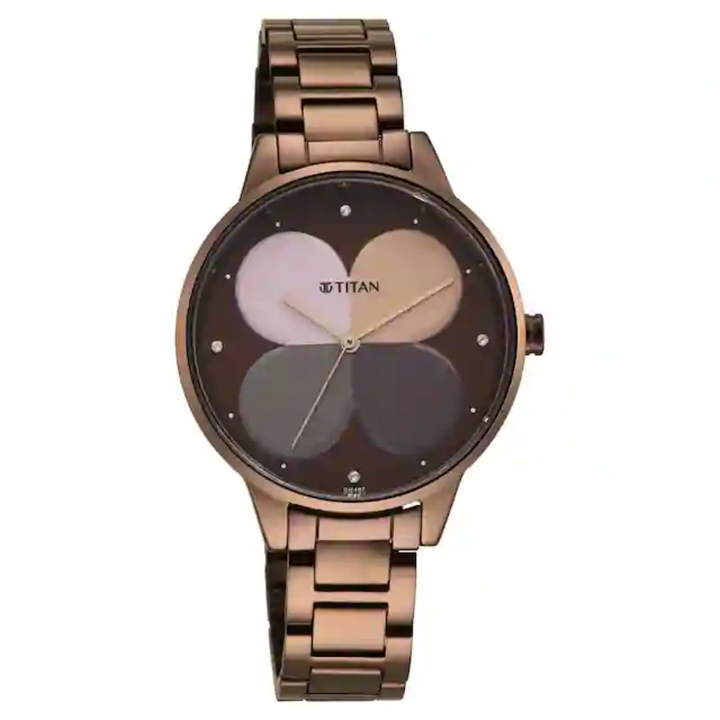 Titan Purple Glam It Up Brown Dial Stainless Steel Strap Watch 2648QM01 (DM407)