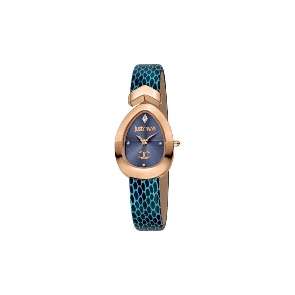 Just Cavalli Diversa Snake Blue Dial Stainless Steel Watch for Women